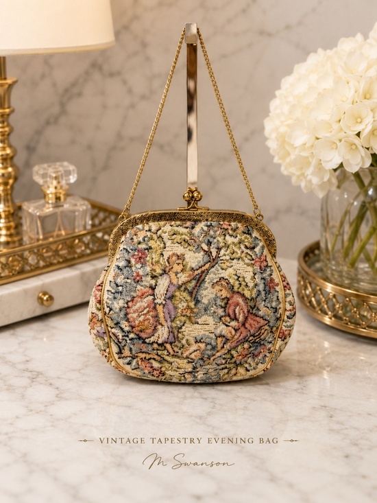Julius Resnick Handbags - Vintage Julius Resnick JR Miami Tapestry Kisslock Evening Bag